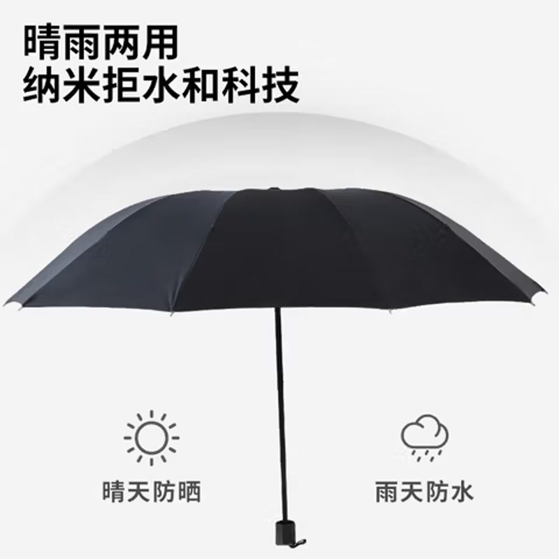 雨航（YUHANG）太阳伞防晒伞遮阳伞雨伞防风加固大暴雨10骨手动藏青
